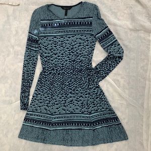 BCBGMaxAzria Print Knitted Mini Dress Blue Navy XX